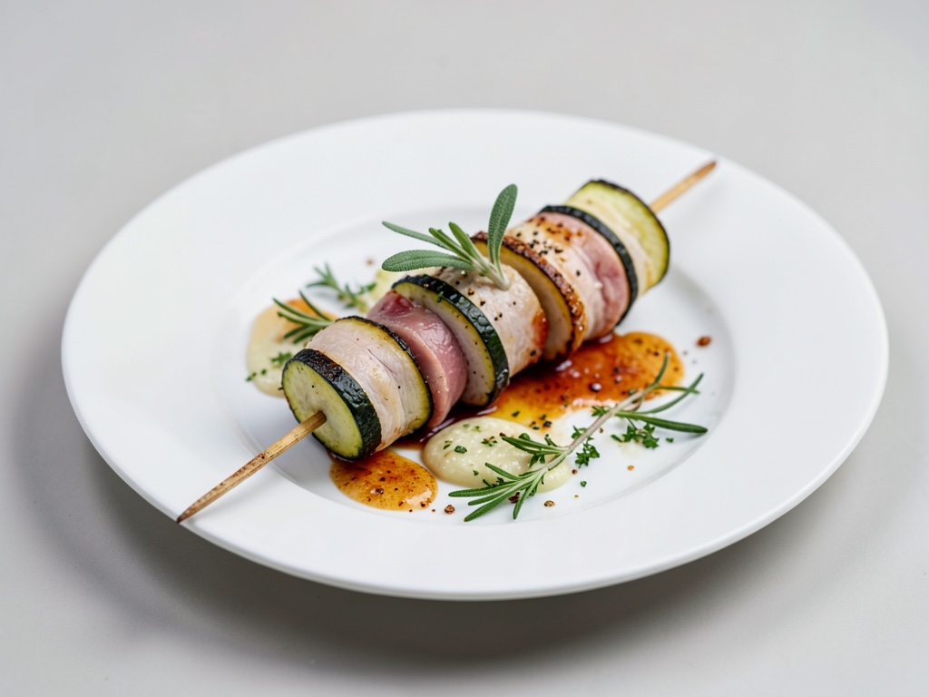 Spiedini di vitello e zucchine con salvia