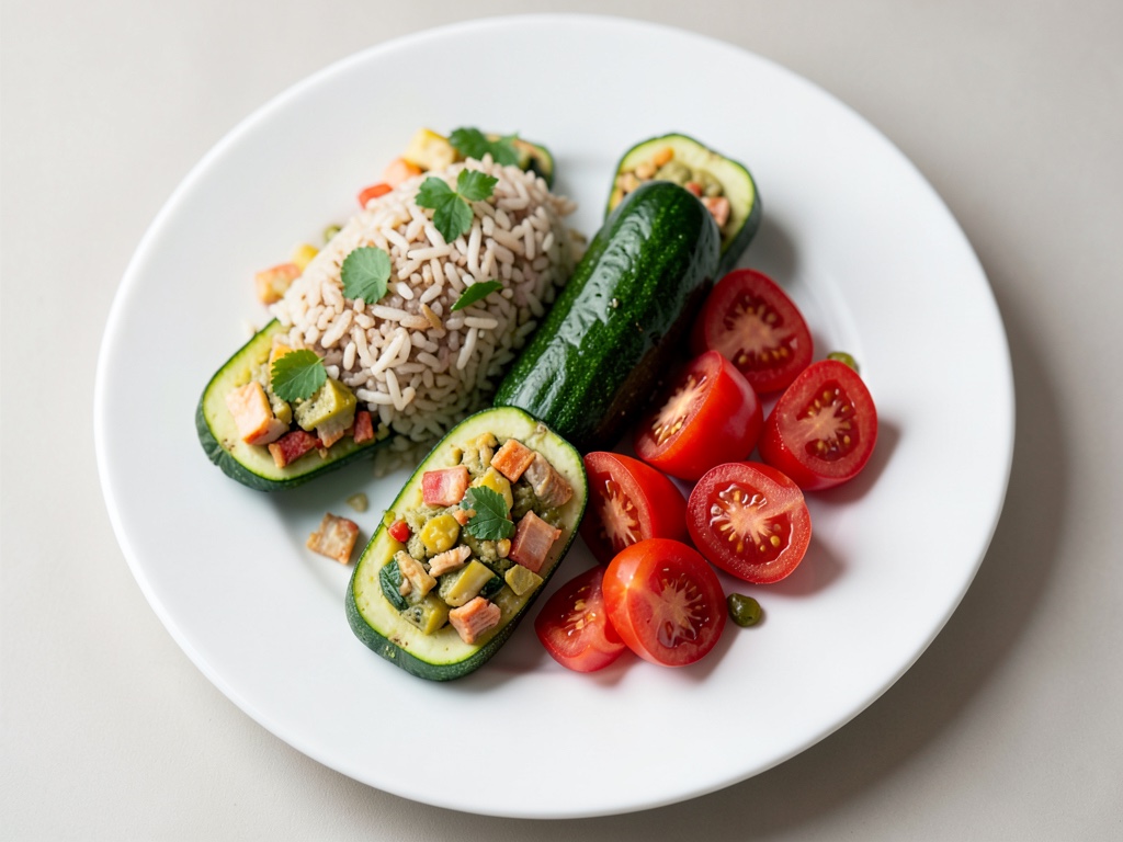 Barchette di zucchine ripiene di riso e tonno