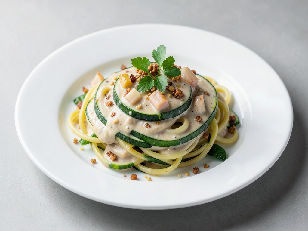 Zucchini-Spaghetti in cremiger Kokossoße