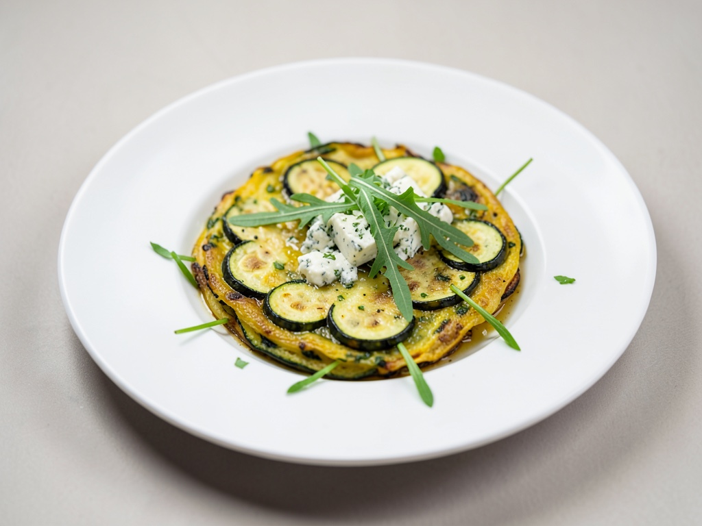 Zucchini-Omelett mit Ziegenkäse und Rucola