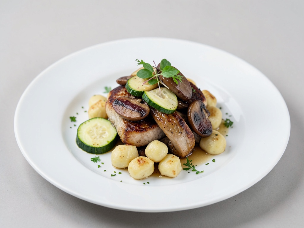 Padella con zucchine, funghi e gnocchi