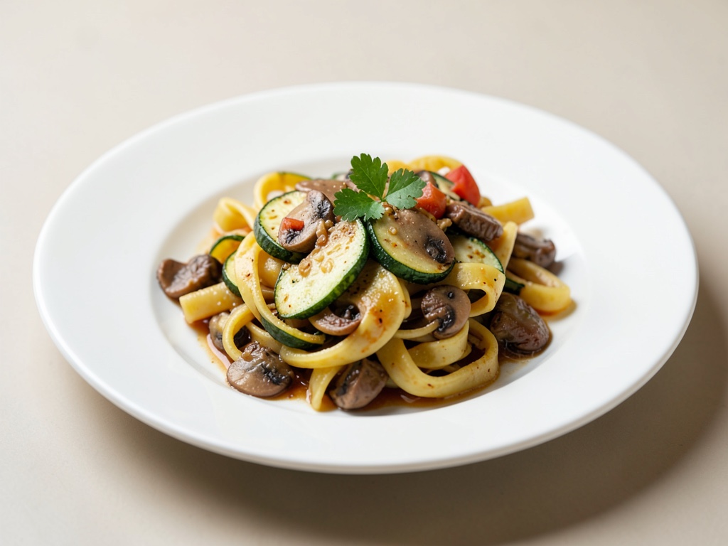 Gemischte Gemüse-Pasta mit Pilzen
