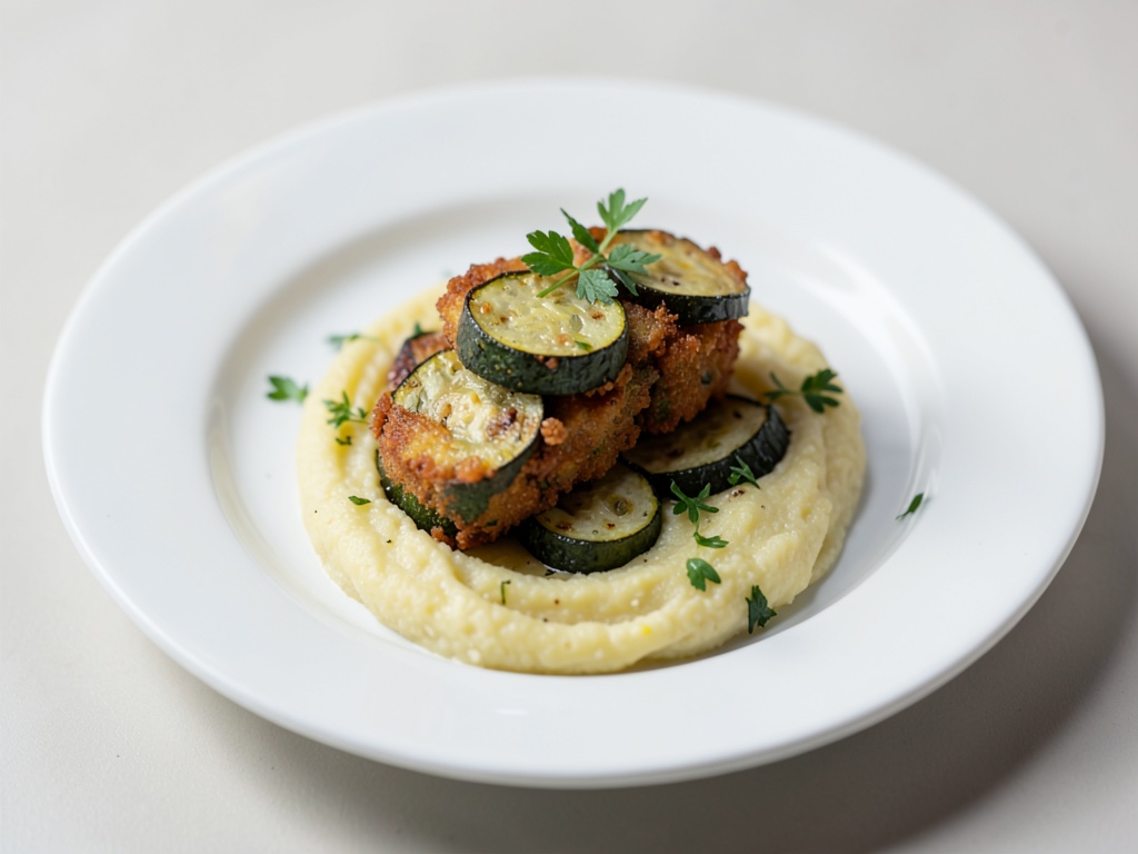 Zucchine croccanti su polenta cremosa