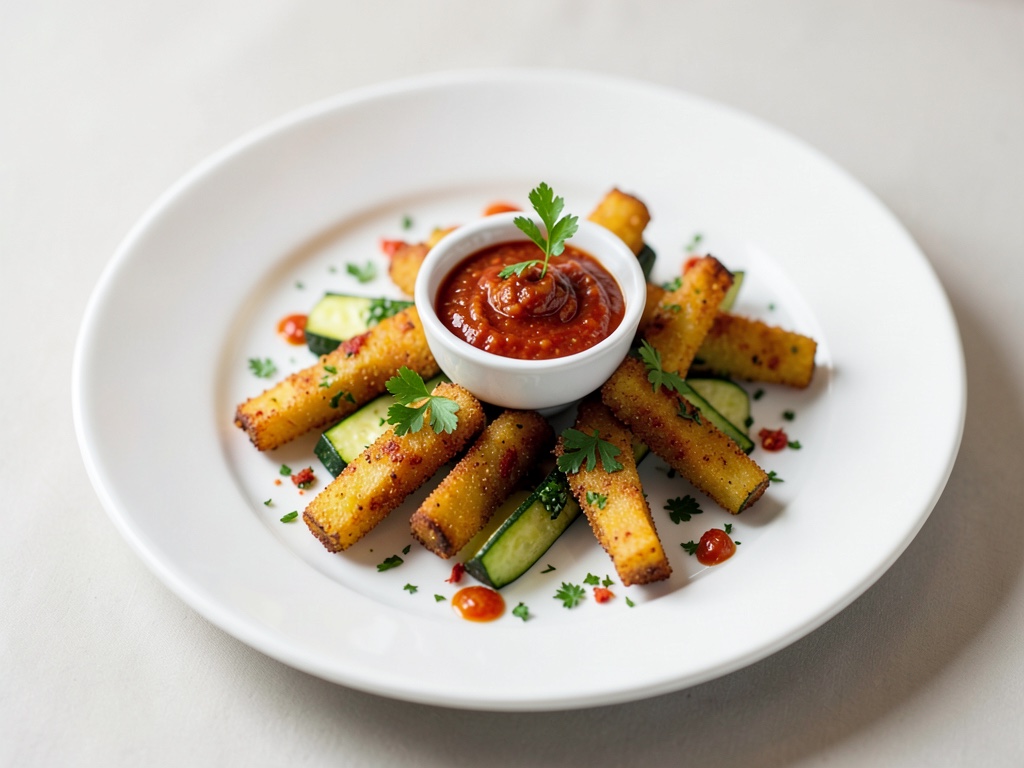 Palitos crujientes de calabacín con salsa picante