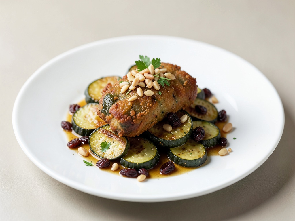 Zucchine croccanti con pinoli e uvetta