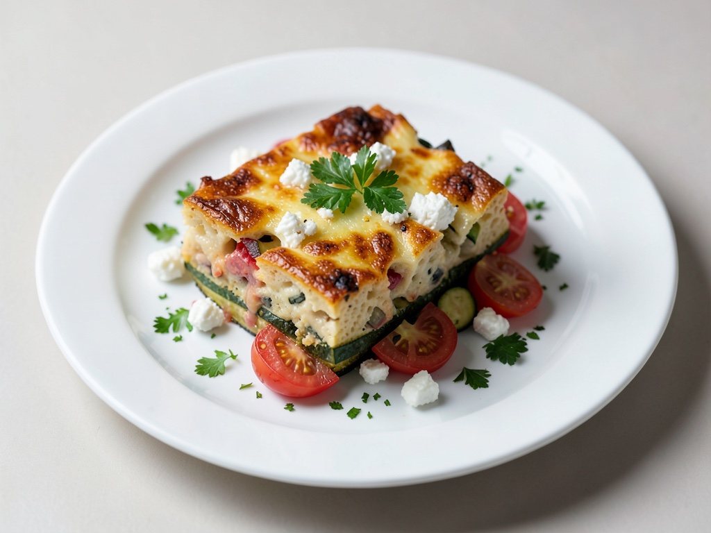 Légumes rôtis à la courgette, tomate et feta