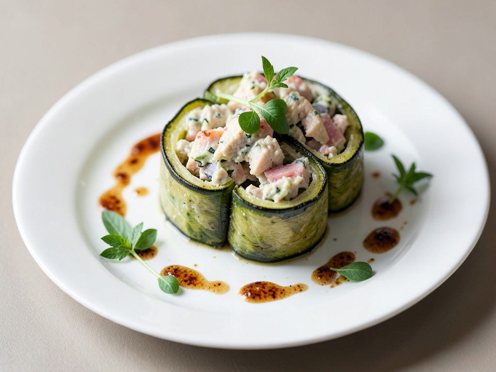 Rouleaux de courgettes farcis à la salade de poisson