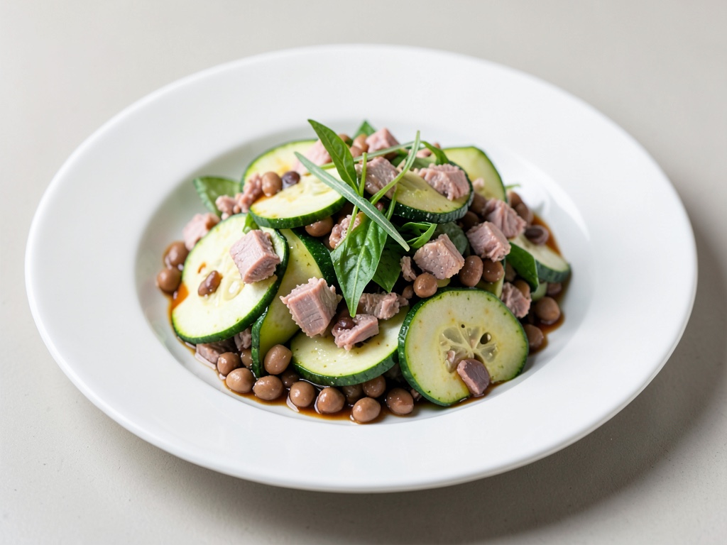 Salade fraîche de courgettes au thon et aux haricots