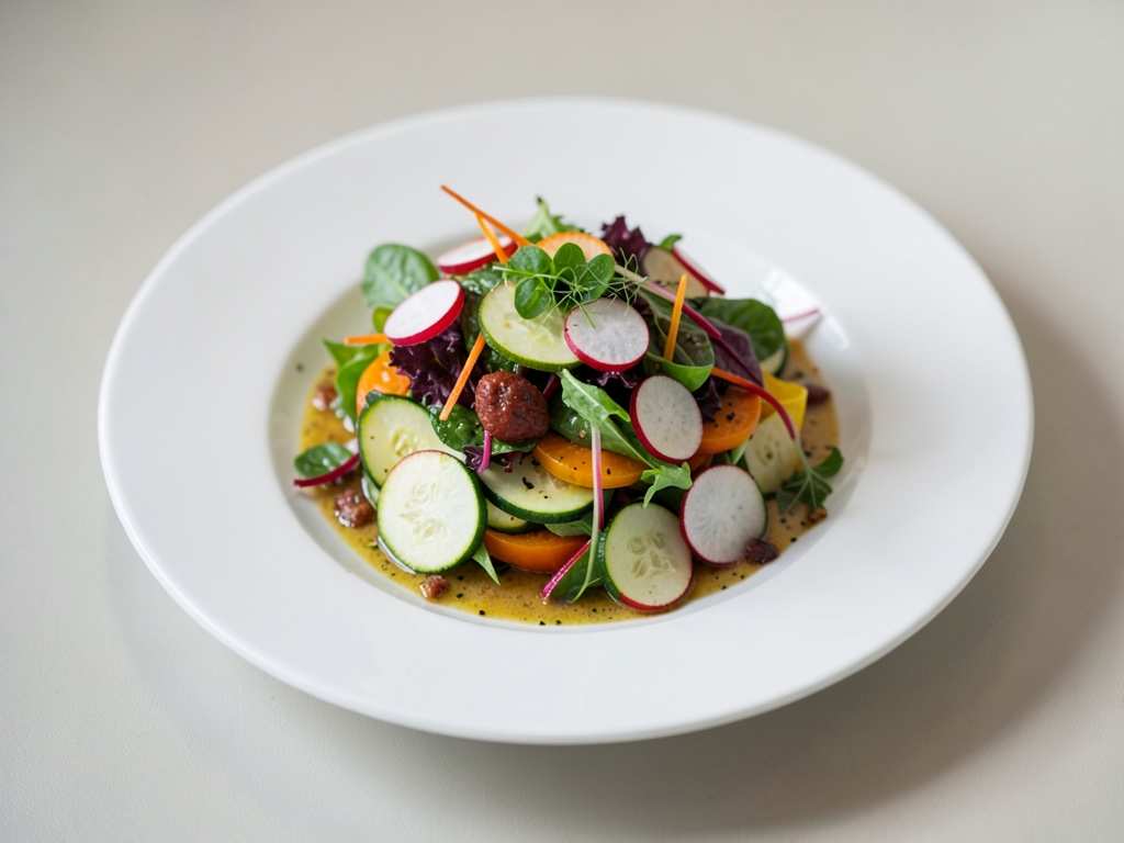 Salade colorée de courgettes et de radis blanc