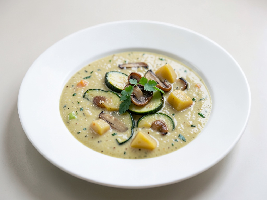 Zuppa cremosa di zucca, chanterelle e patate