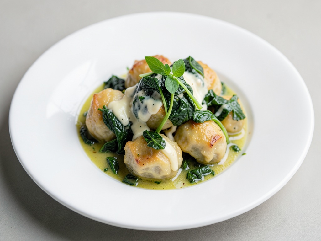 Knödel con formaggio e spinaci