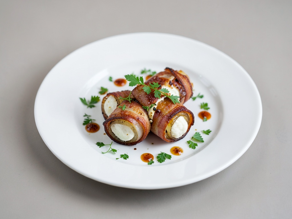 Oignons au ricotta enrobés de bacon