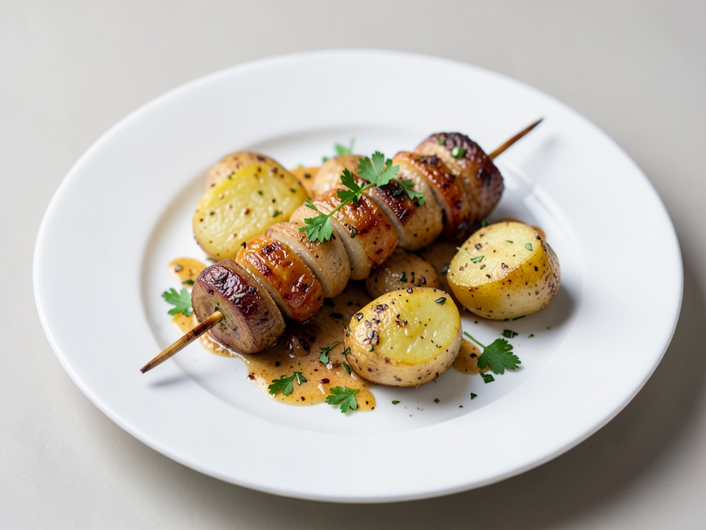 Spiedini di cipolle con patate acidule