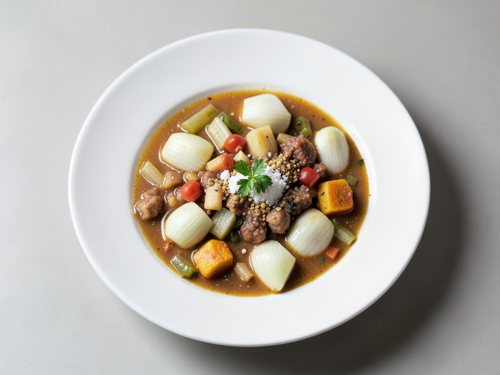 Soupe à l'oignon classique avec topping croustillant au fromage