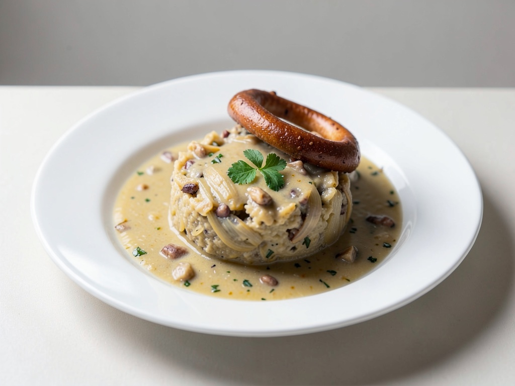 Zuppa di cipolle croccante con pretzel