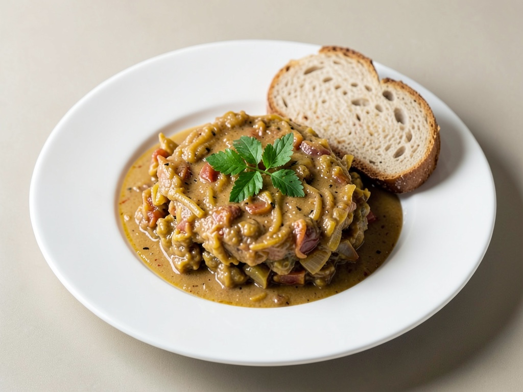 Soupe à l'oignon croustillante avec du pain