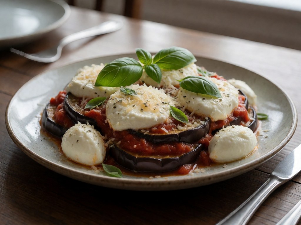 Schnelle Auberginen-Parmigiana im Auflauf