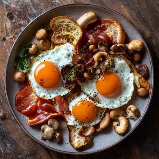 Desayuno inglés con huevos y bacon