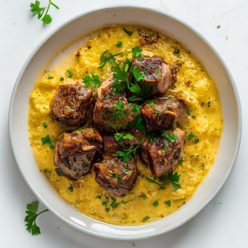 Falscher Ossobuco mit Krustenbrot und Polenta