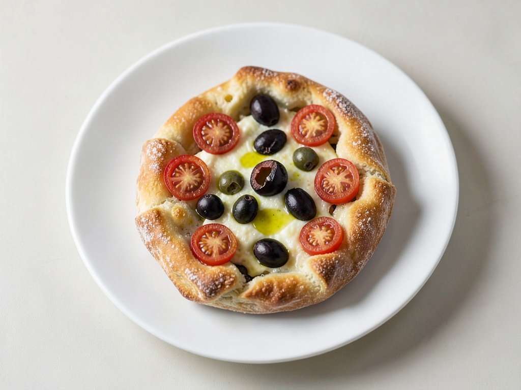 Focaccia con olive e pomodori