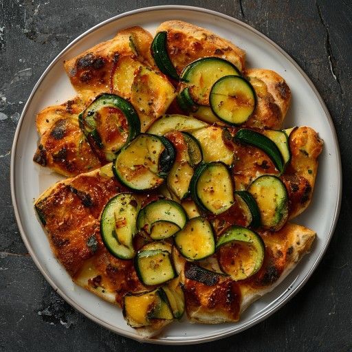 Focaccia con polenta tostada y calabacín