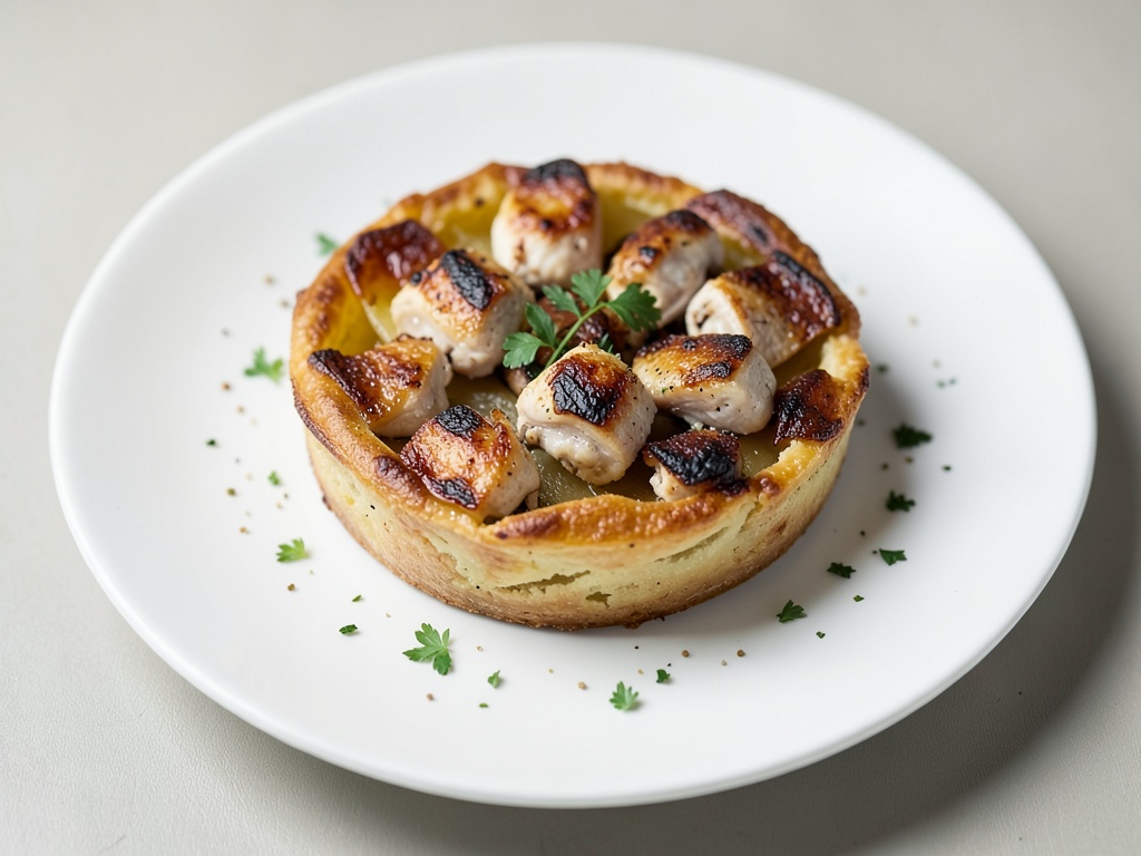 Krustige Kartoffel-Tarte mit Räucherhühner-Stücken
