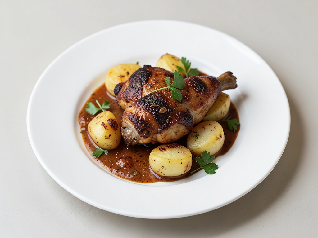 Knusprige Hähnchenschenkel mit Ofenkartoffeln