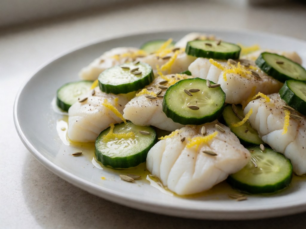 Frischer Kabeljau-Salat mit Zitronentrimming