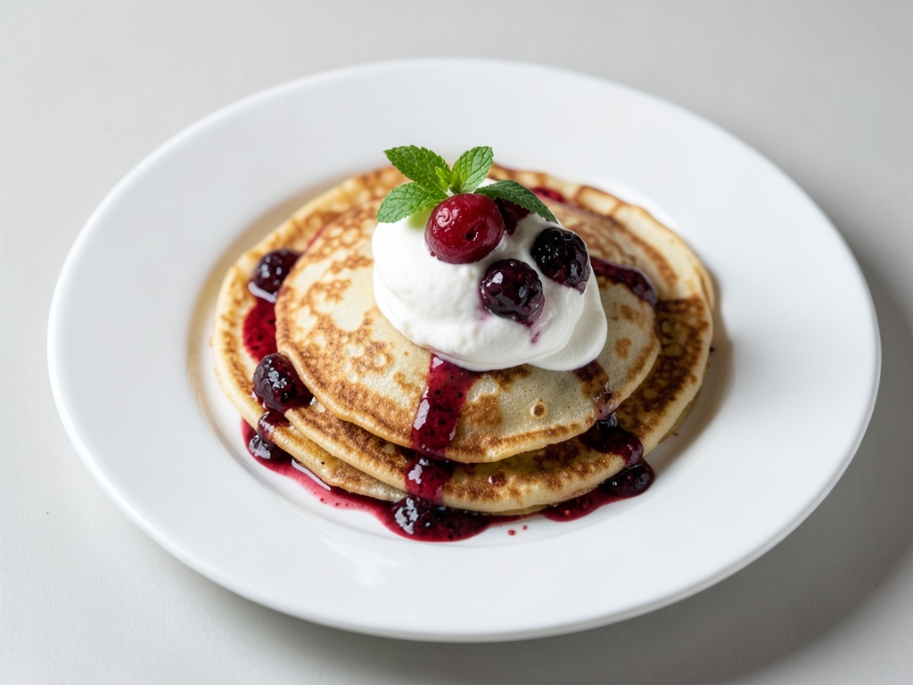 Crêpes frutales con crema de bayas