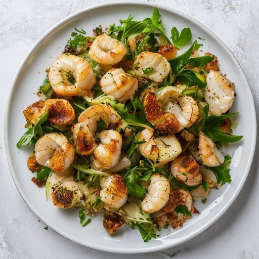 Insalata cremosa di tapenade alla galiziana con scaloppi