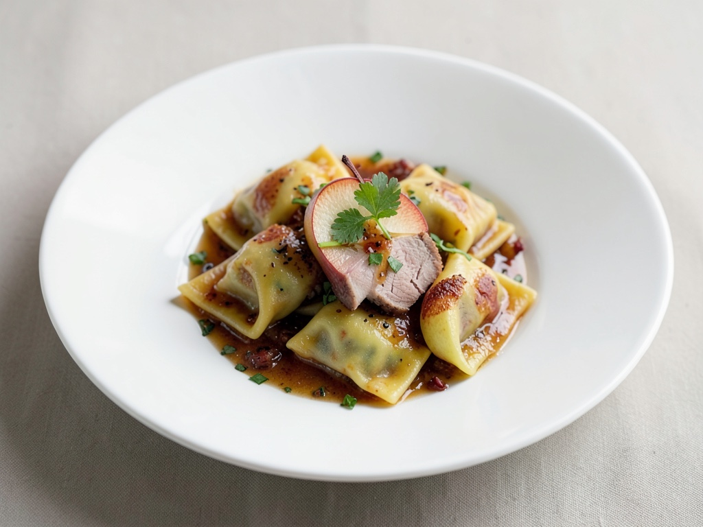 Galizische Teigtaschen mit Schweinefleisch und Apfel