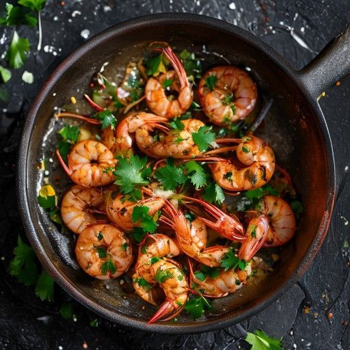 Gambas en aceite crujiente de ajo y mantequilla
