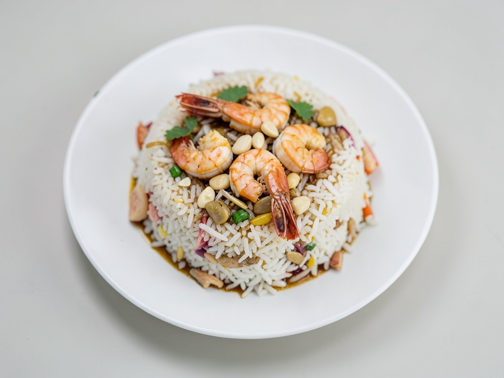 Gebratener Reis Khao Pad mit Garnelen