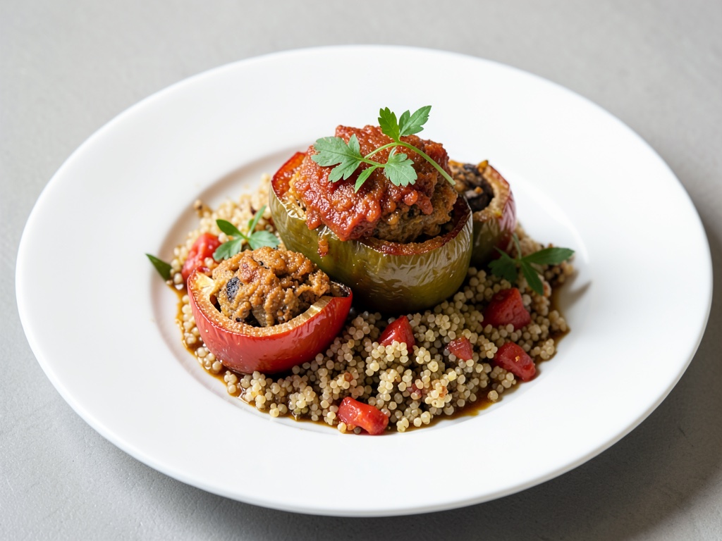 Gebratene gefüllte Paprika mit Quinoa
