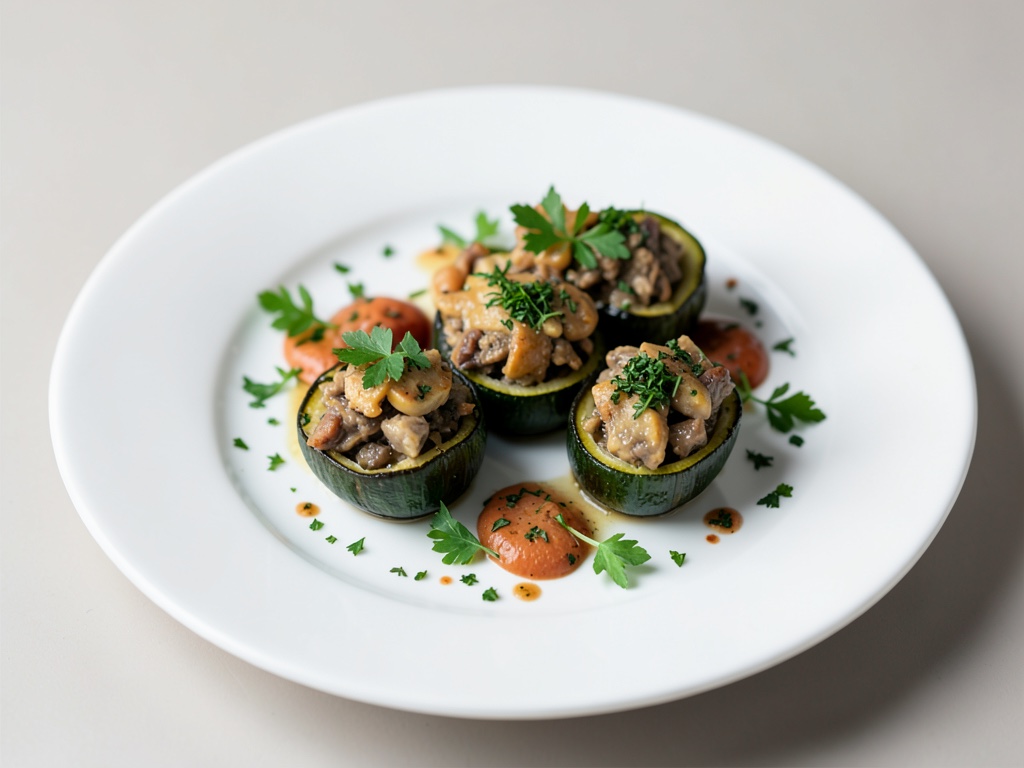 Stuffed Zucchini Boats with Herb Mushroom Filling