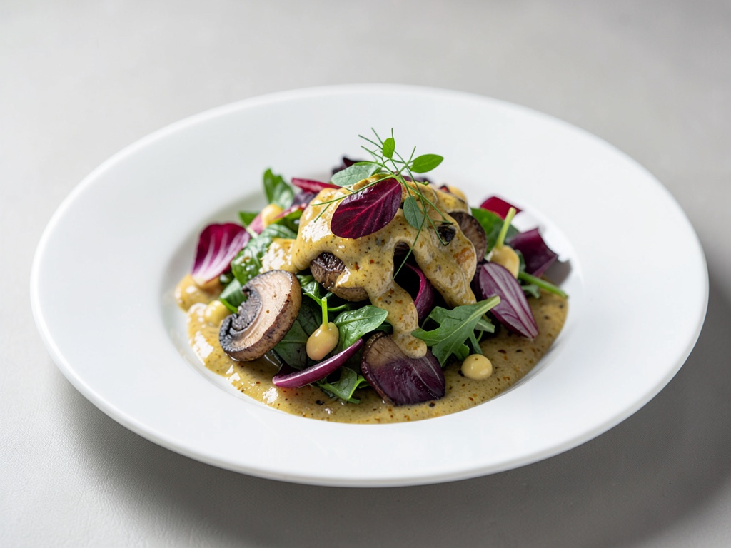 Insalata di Radicchio e Funghi Affumicati con Condimento alla Senape
