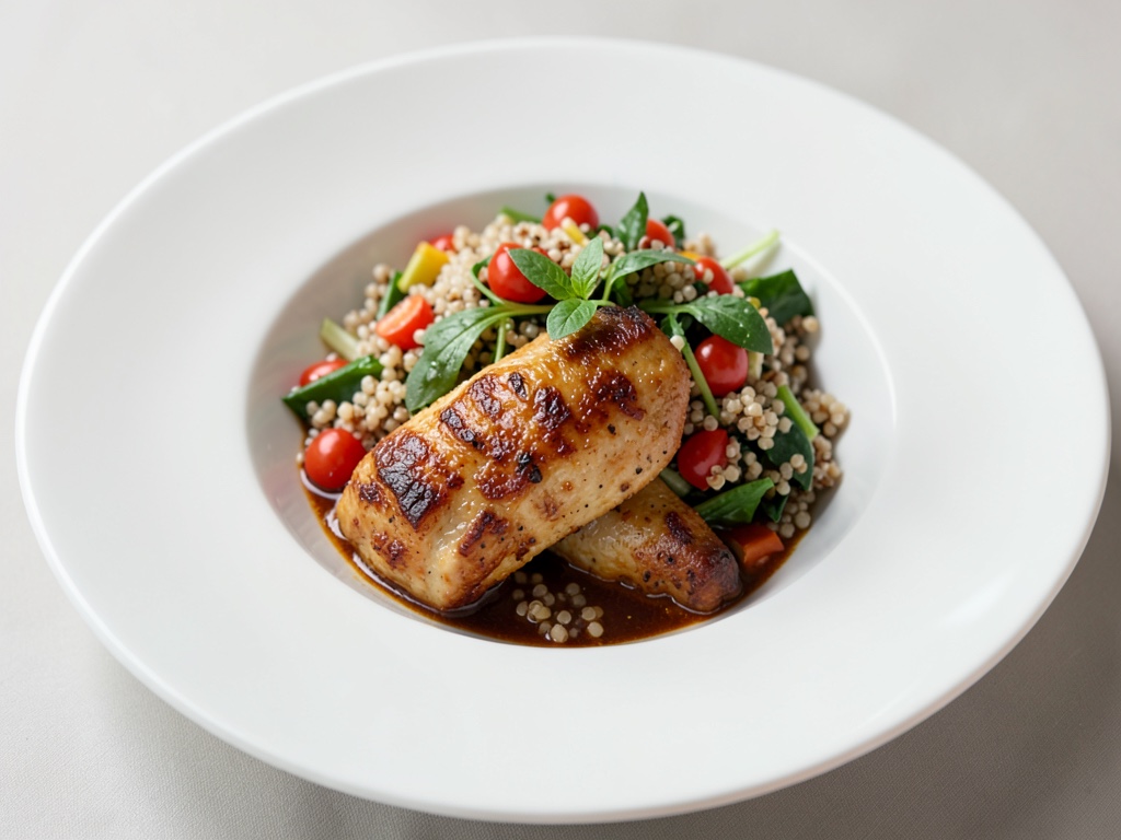 Ingwer-Safran-Hühnchen Bowl mit Quinoasalat