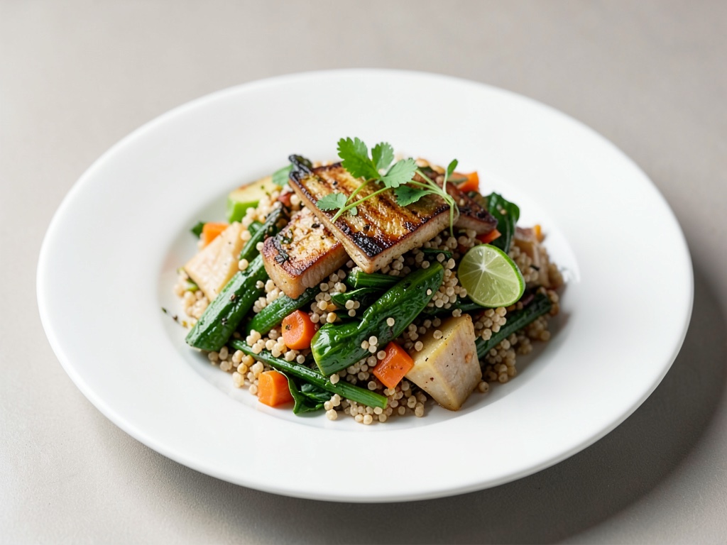 Grau-grilliertes Kräuter-Gemüse-Bowl mit Quinoa