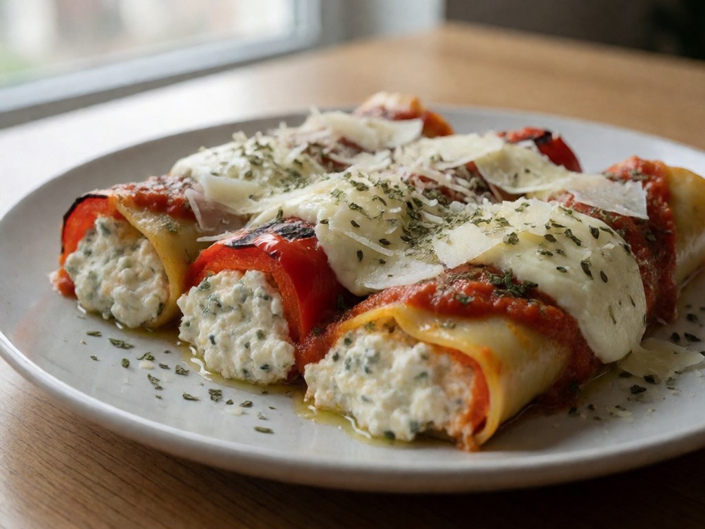 Gegrillte Paprika Cannelloni mit Ricotta
