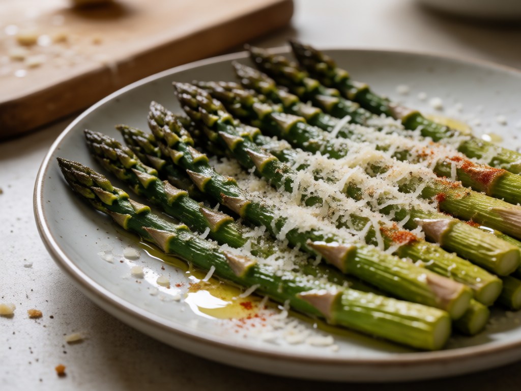 Knuspriger grüner Spargel mit Parmesan aus der Heißluftfritteuse