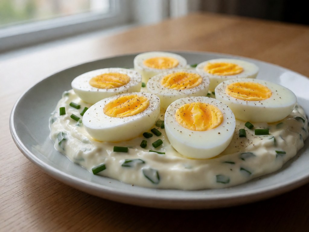 Cremiger Eiersalat mit Airfryer-Eiern (hausgemacht & super einfach)