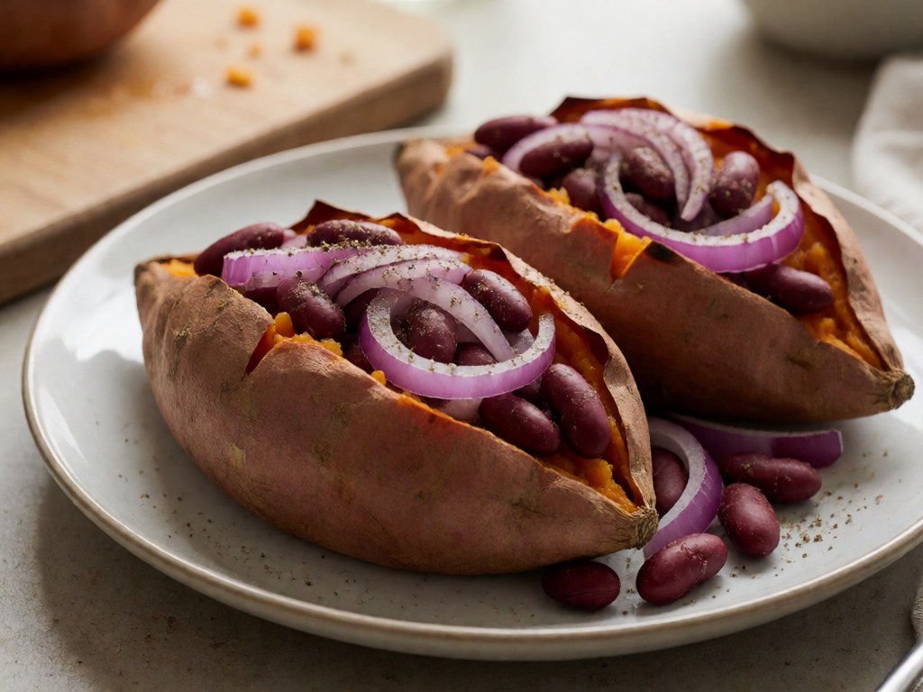 Mexikanisch gefüllte Süßkartoffel aus dem Airfryer