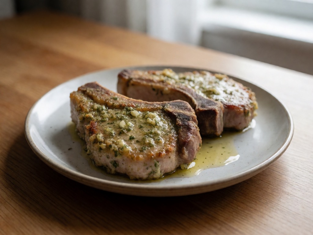 Schweinekoteletts mit Kräuter-Kruste aus der Heißluftfritteuse