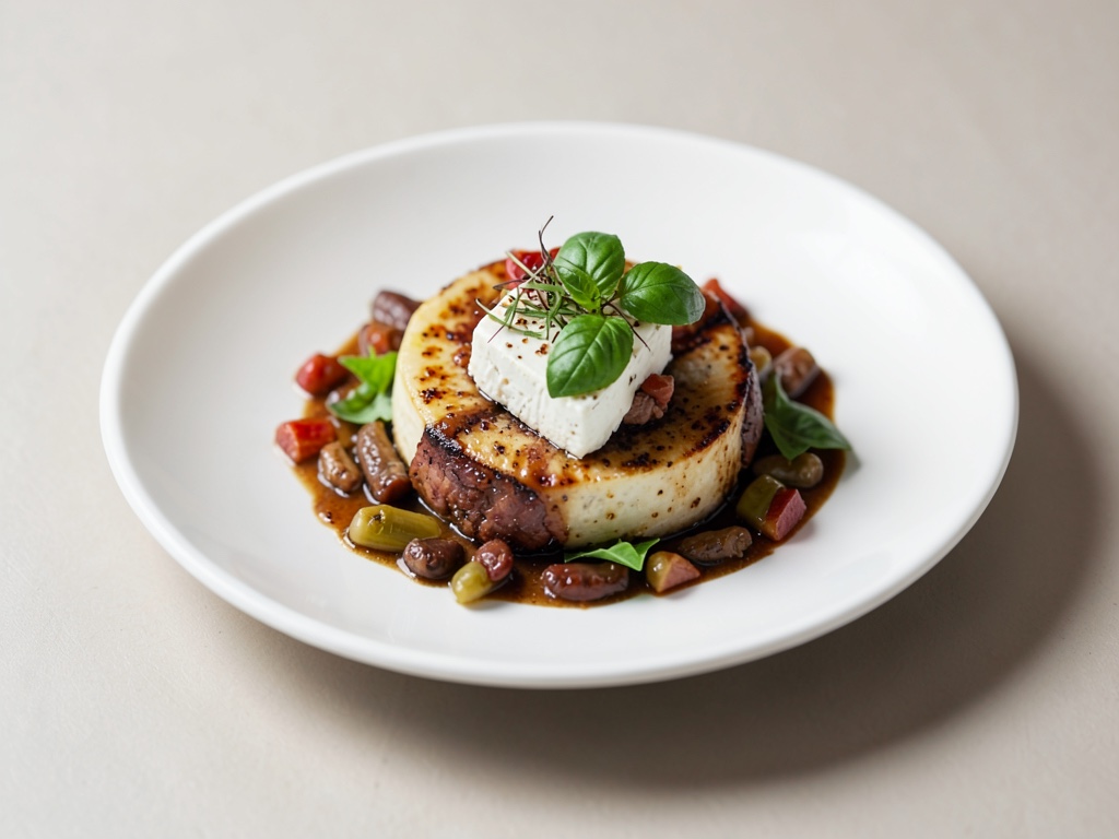 Herbstliches Tian mit Ziegenkäse und Basilikum