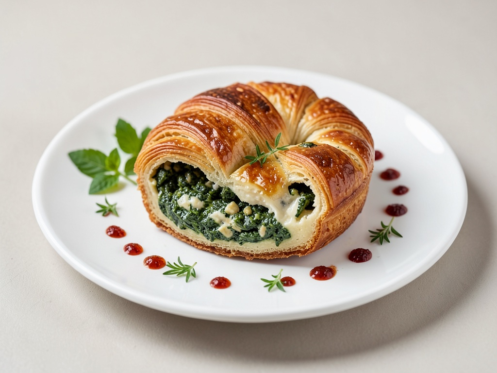 Problema de quiche de espinaca y croissant salado
