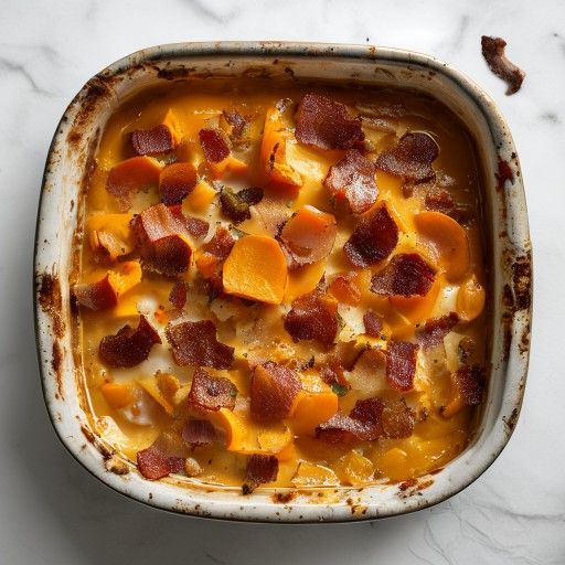 Cremosa gratin di zucca Hokkaido con un tocco di peperoni