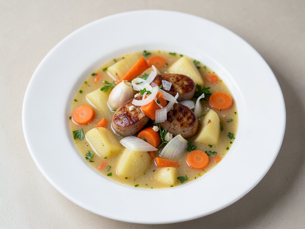 Sopa de patatas con salchichas