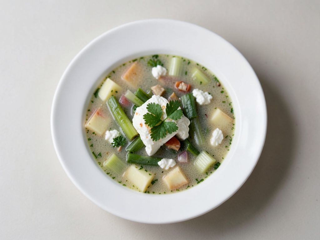 Sopa de queso y puerro