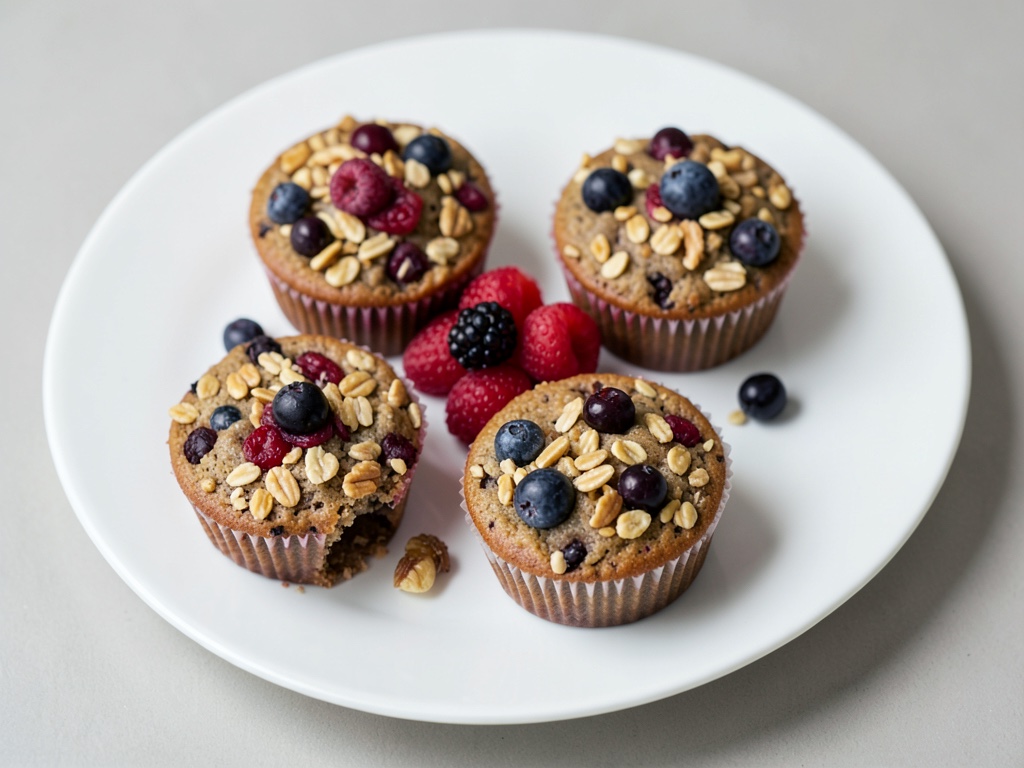 Muffins de granola con bayas