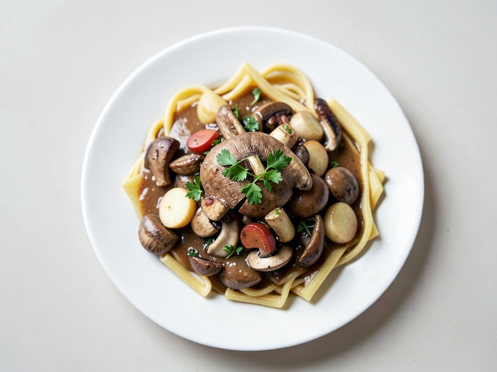 Goulasch de champignons vegan avec spätzle